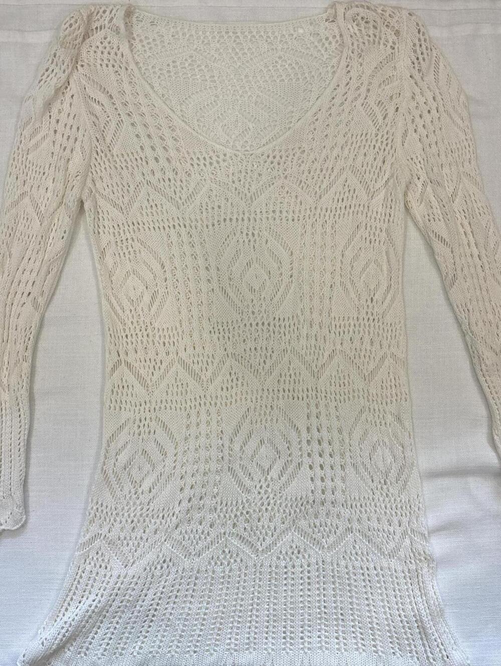 Women's White and Cream Dress
